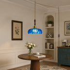 Retro Scalloped Petal Glass Hanging Pendant Light
