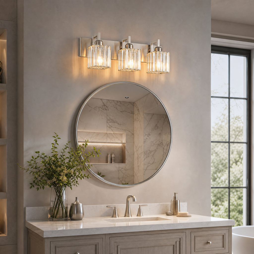 Modern Minimalist Vertical Rectangular Crystal Vanity Light