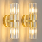 Modern Luxury Vertical Double Cylinder Fluted Crystal Wall Sconce