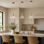 Modern Farmhouse Clear Teardrop Hammered Glass Pendant Light