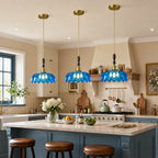 Retro Scalloped Petal Glass Hanging Pendant Light