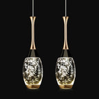 Mini Teardrop LED Black Gold Crystal Pendant Light