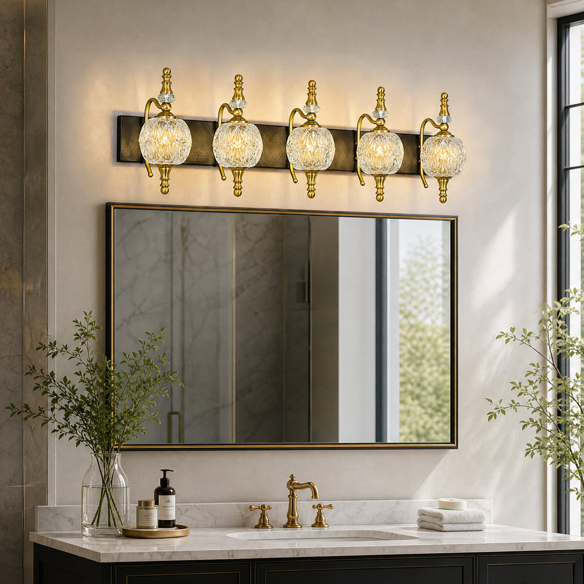Classic Vintage Round Textured Glass Bathroom Vanity Light