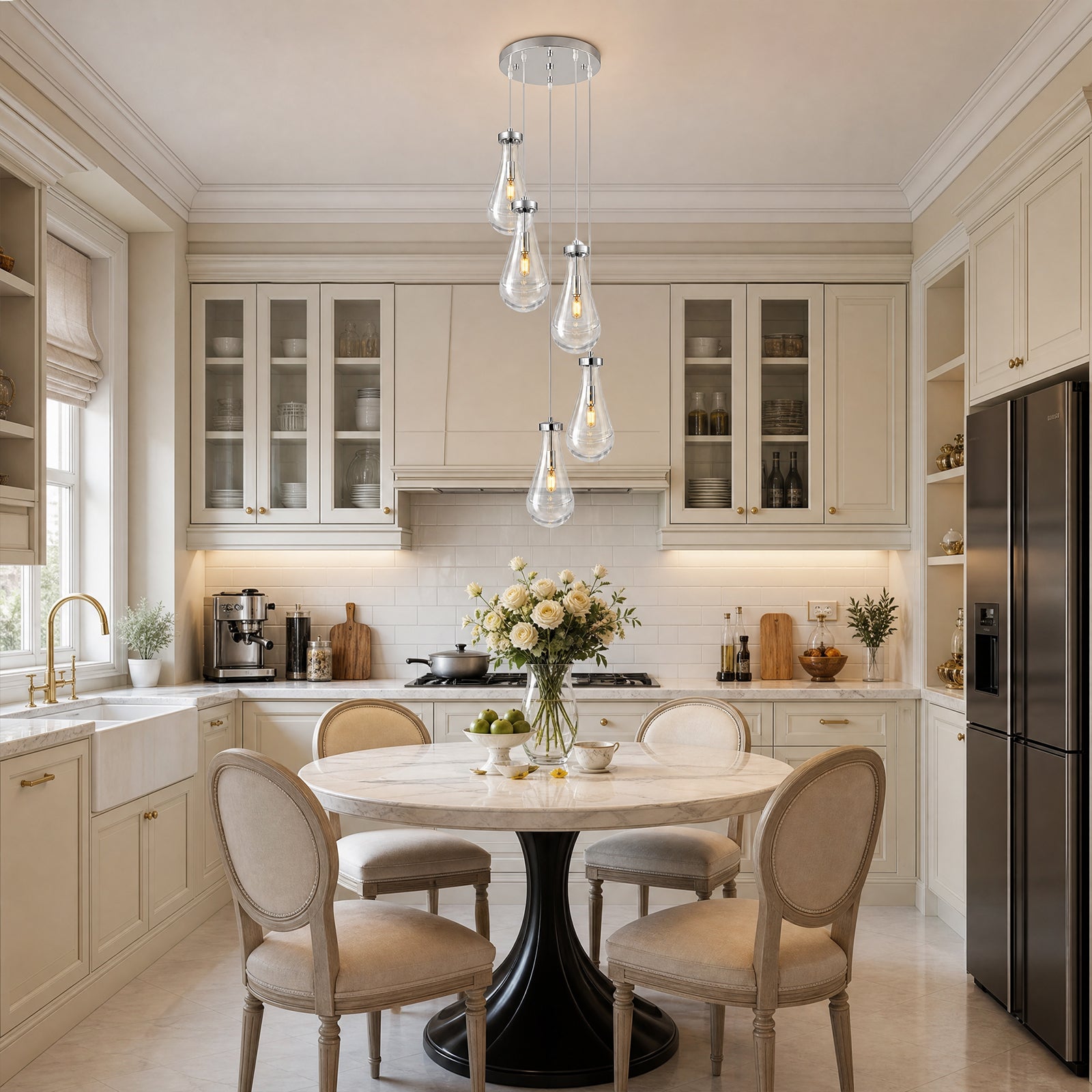 Raindrop Clear Solid Glass Adjustable Suspension Cord Pendant Light