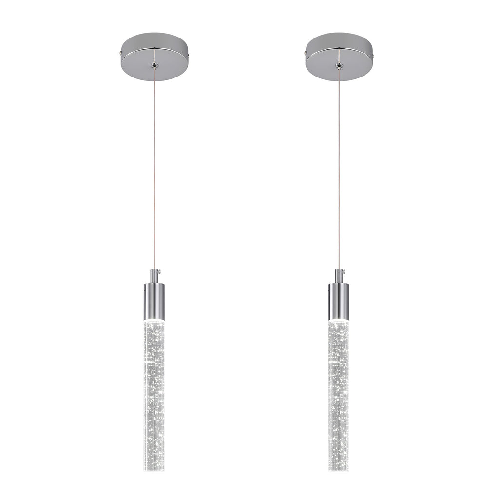 Modern Cylinder Bubble Linear Hanging Crystal LED Pendant Light