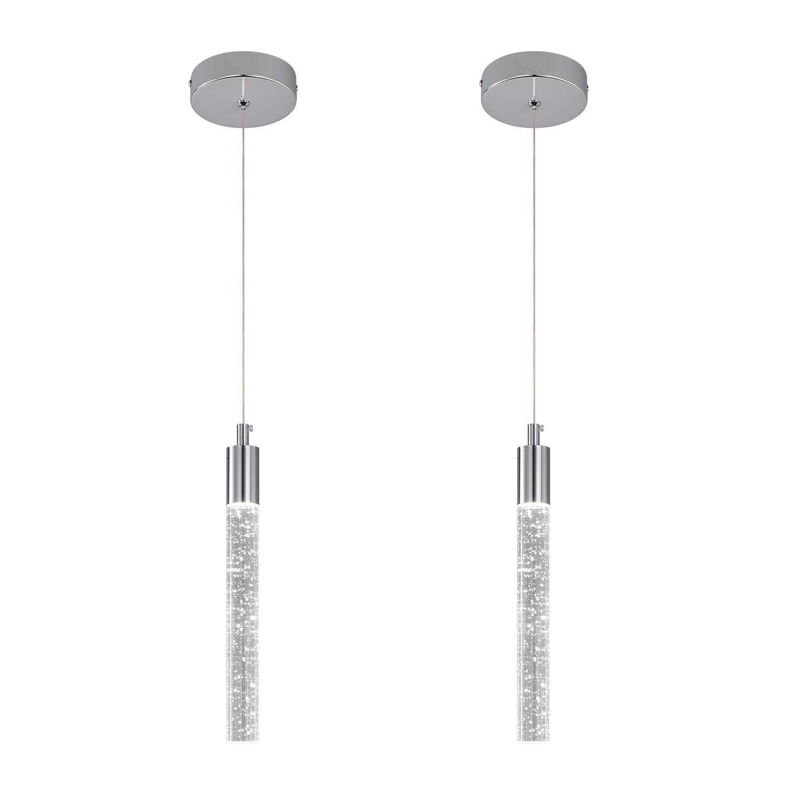 Modern Cylinder Bubble Linear Hanging Crystal LED Pendant Light