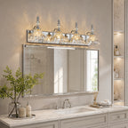 Vintage Clear Flower Glass Shade  Bathroom Vanity