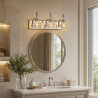 Vintage Embossed Textured Glass Curved Metal Arm Bathroom Vanity Light