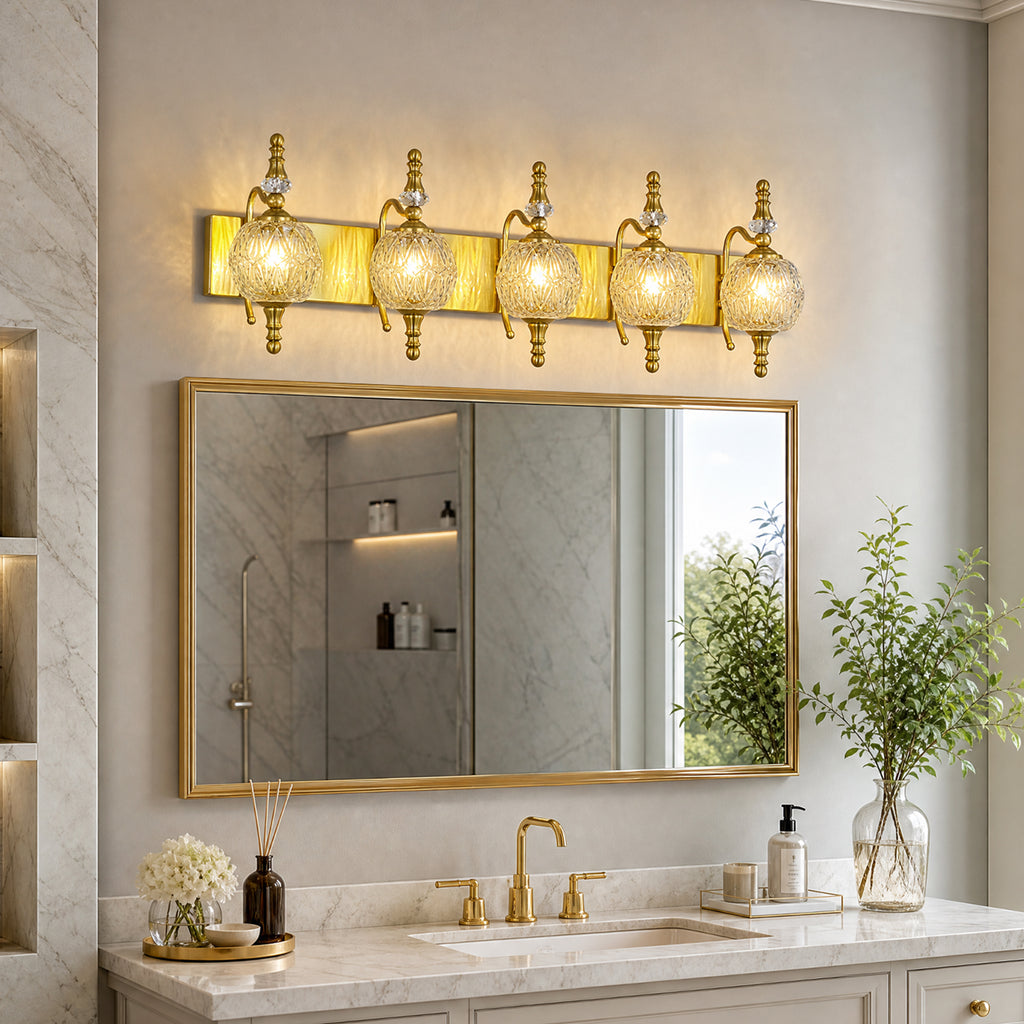 Classic Vintage Round Textured Glass Bathroom Vanity Light