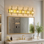 Classic Vintage Round Textured Glass Bathroom Vanity Light