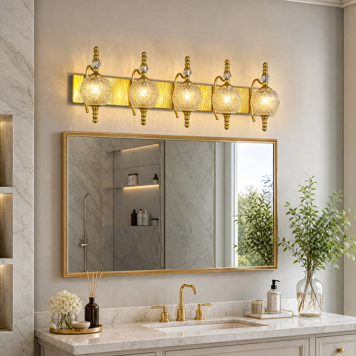 Classic Vintage Round Textured Glass Bathroom Vanity Light