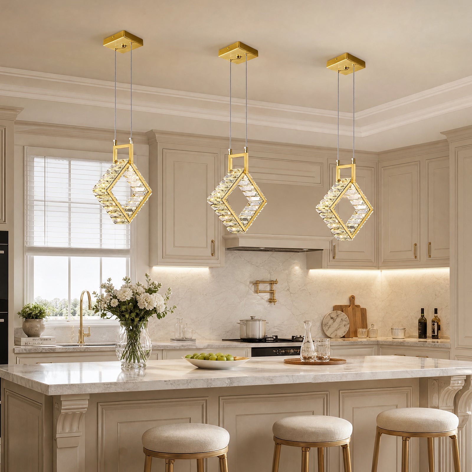 Modern Luxury LED Crystal Geometric Pendant Light