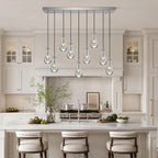 Raindrop Clear Solid Glass Adjustable Suspension Cord Pendant Light