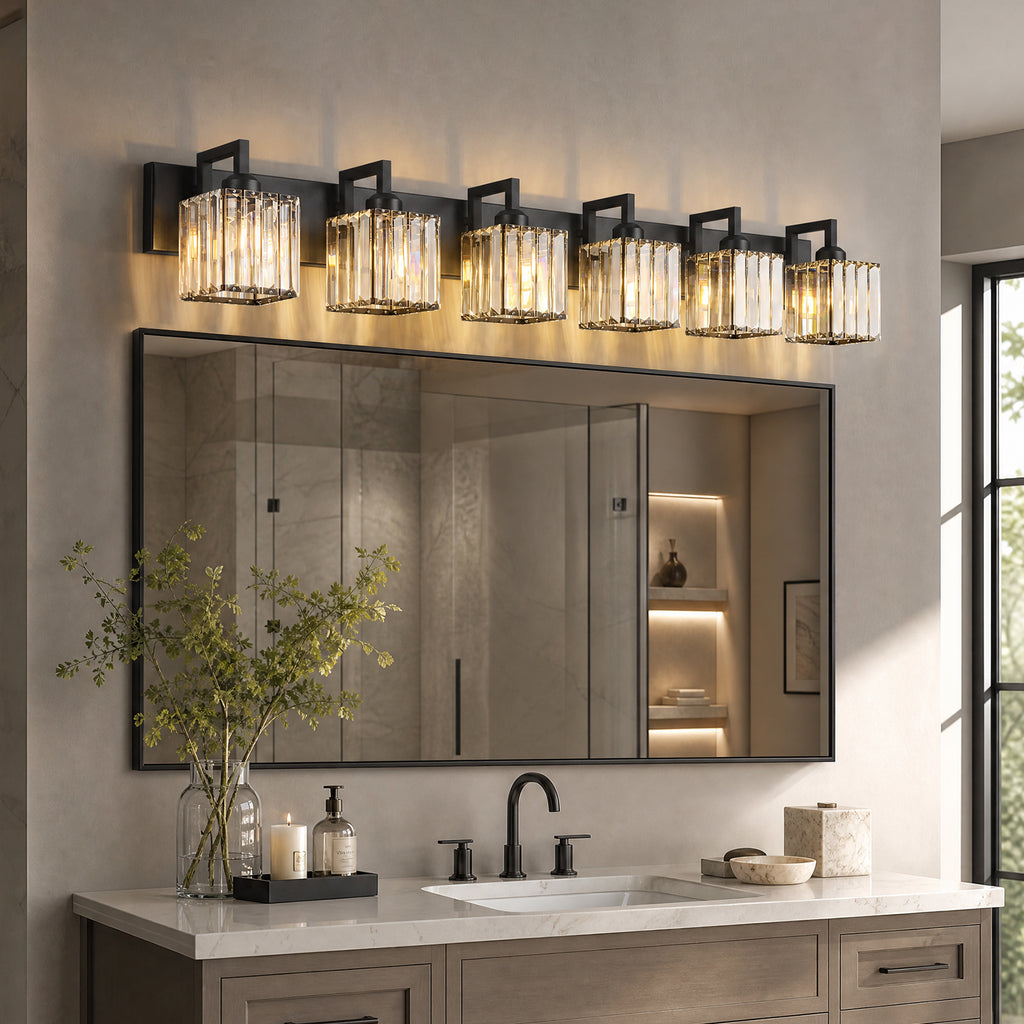 Modern Minimalist Vertical Rectangular Crystal Vanity Light