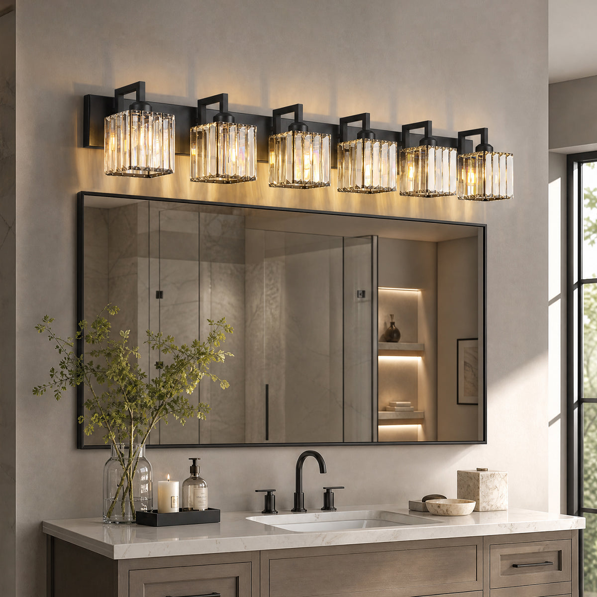 Modern Minimalist Vertical Rectangular Crystal Vanity Light