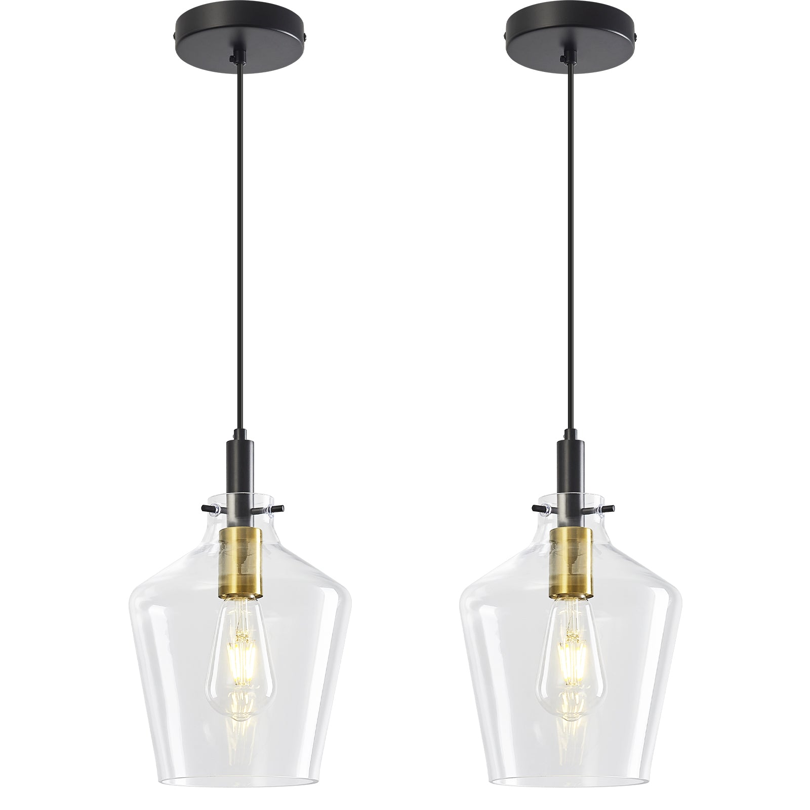 Contemporary Farmhouse Bottle Glass Hanging Pendant Light