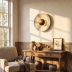 Wabi Sabi Disc-shaped Travertine Wall Sconce