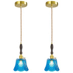 French Country Embossed Rose Floral Glass Pendant Light