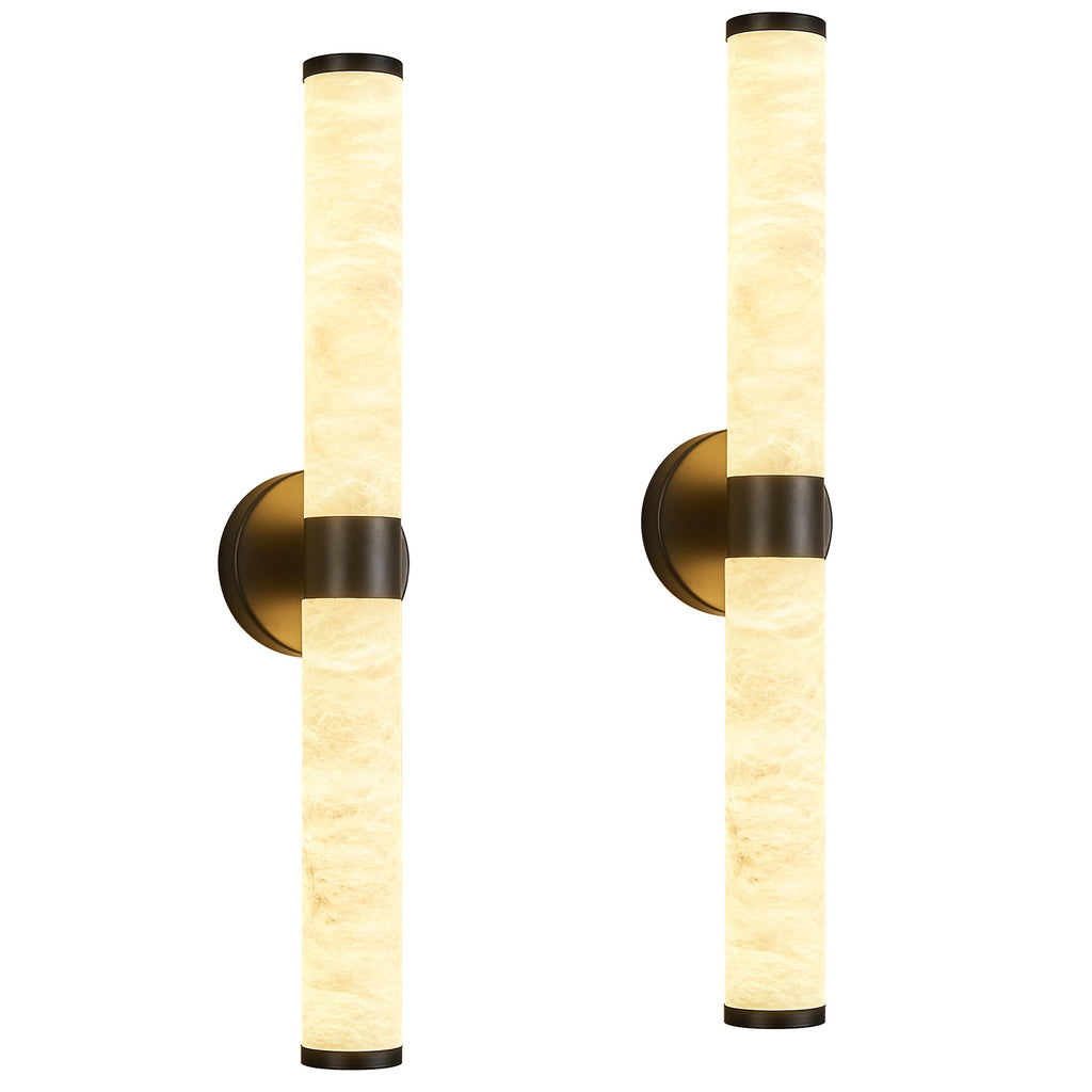 Natural Alabaster LED Wall Sconces Set of Two