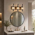 Classic Vintage Round Textured Glass Bathroom Vanity Light
