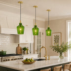 Contemporary Farmhouse Bottle Glass Hanging Pendant Light