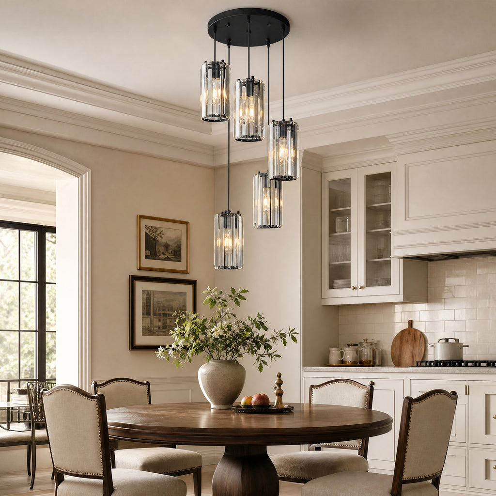 Minimalist Vertical Faceted Crystal Cylinder Pendant Light