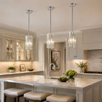 Minimalist Vertical Faceted Crystal Cylinder Pendant Light