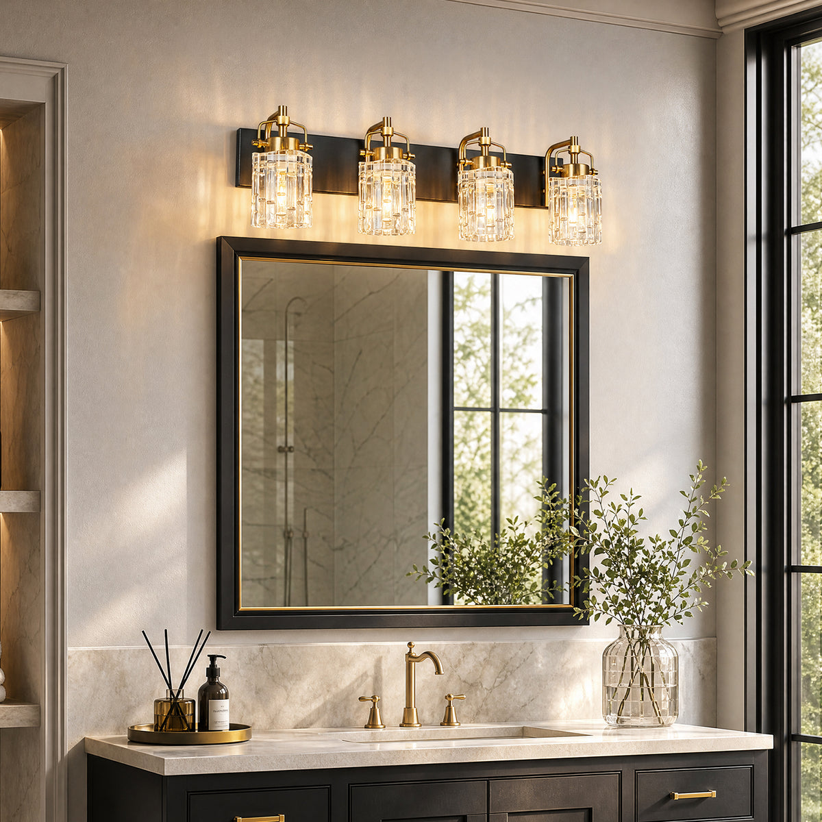 Contemporary Luxury Cylinder Fluted Glass Vanity Light