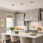 Raindrop Clear Solid Glass Adjustable Suspension Cord Pendant Light