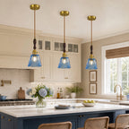 Farmhouse Vintage Textured Glass Hanging Pendant Light