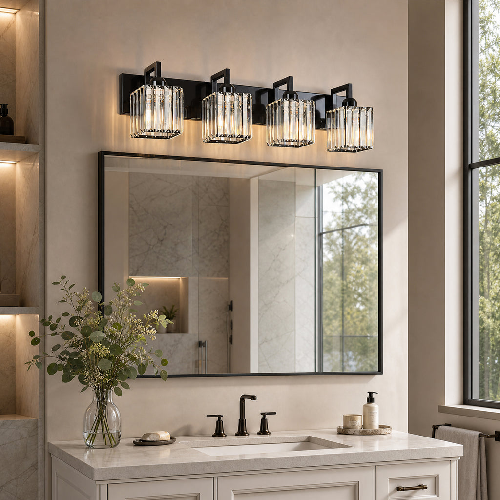 Modern Minimalist Vertical Rectangular Crystal Vanity Light