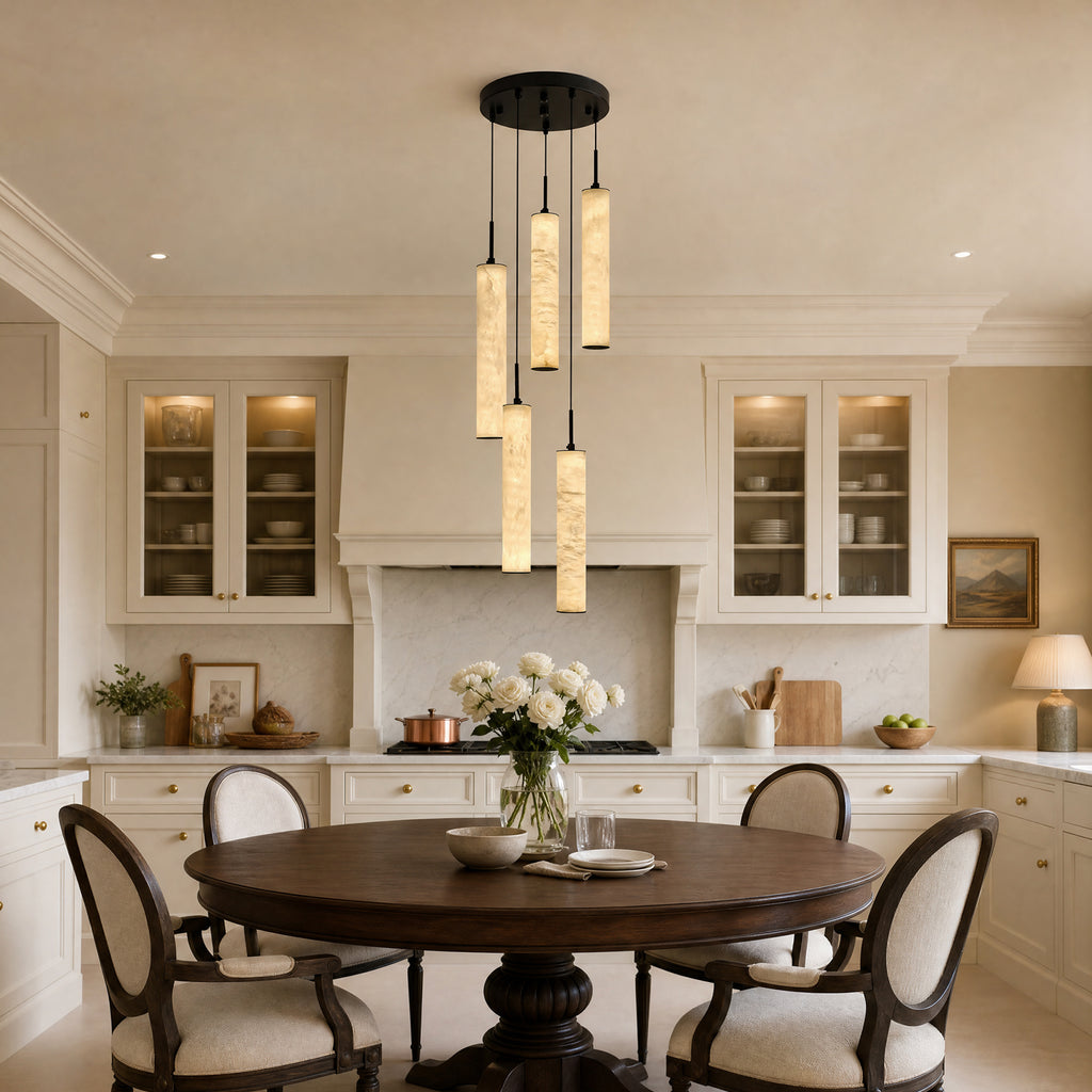 Natural Alabaster Marble Long Tube LED Pendant Light