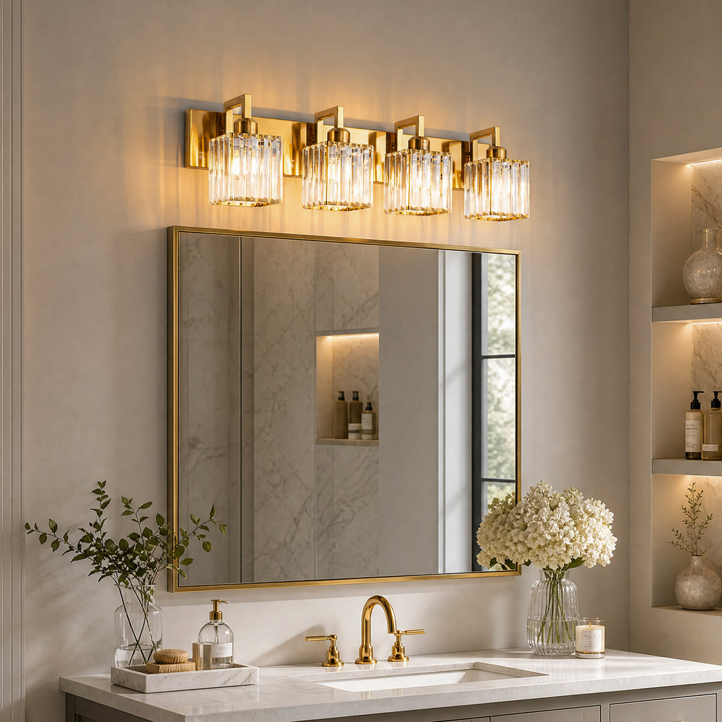 Modern Minimalist Vertical Rectangular Crystal Vanity Light