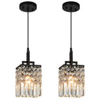 Contemporary Cylinder Prism Square Frame Crystal Pendant Light