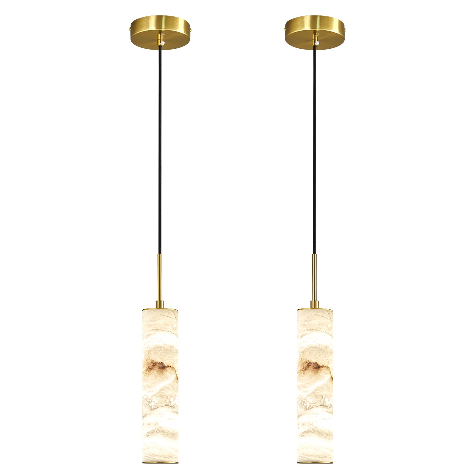 Natural Alabaster Marble Long Tube LED Pendant Light