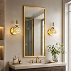 Vintage Embossed Textured Glass Curved Metal Arm Bathroom Vanity Light