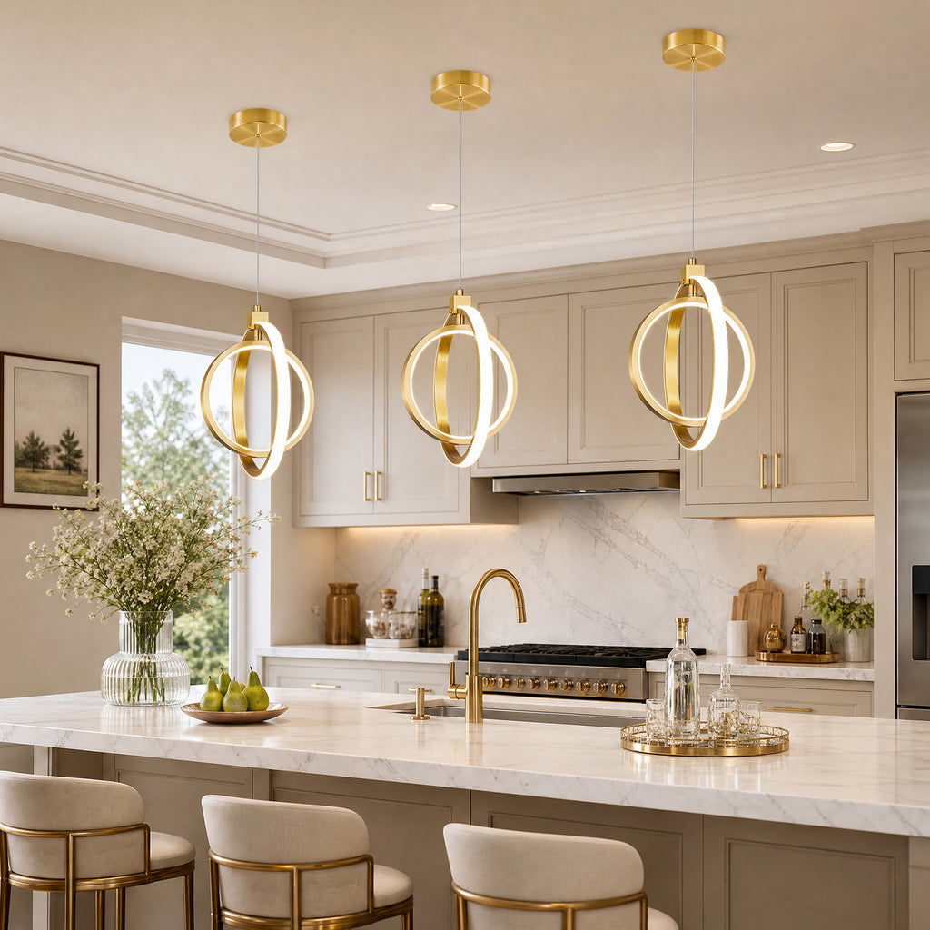 Modern LED Dimmable Height Round Ring Pendant Light