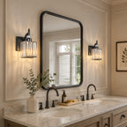 Transitional Luxury Square Prism Fluted Crystal Bathroom Vanity Light