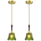 French Country Embossed Rose Floral Glass Pendant Light