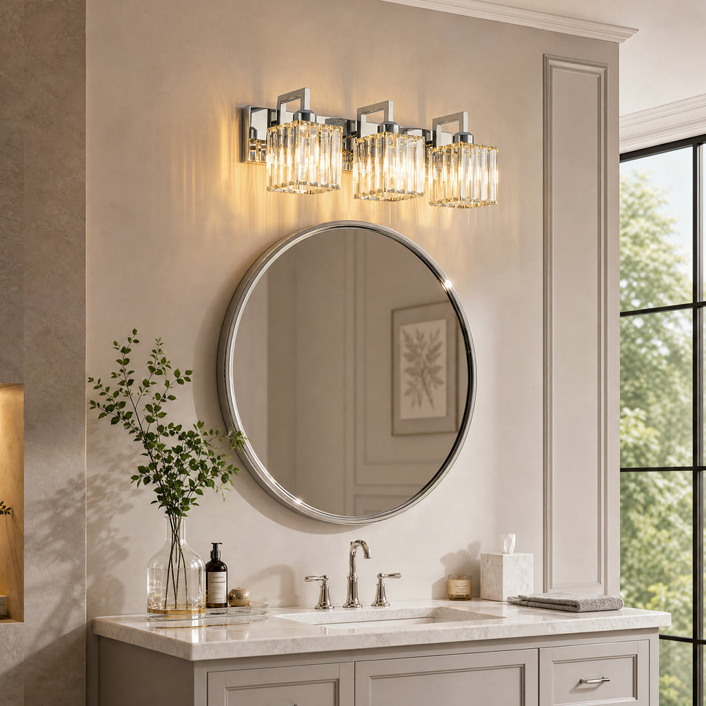 Modern Minimalist Vertical Rectangular Crystal Vanity Light