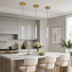 Modern Cylinder Bubble Linear Hanging Crystal LED Pendant Light