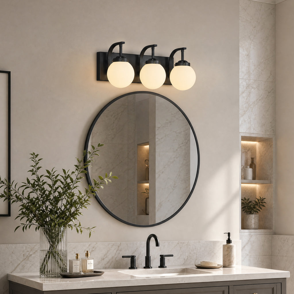 Modern Opal Globe Milky Glass Bathroom Vanity Light