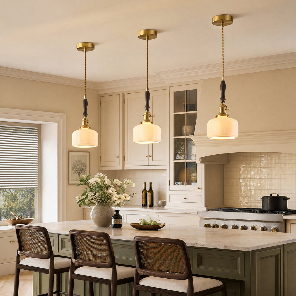 Retro Nordic Striped Ceramic Pendant Light Series