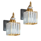 Transitional Luxury Square Prism Fluted Crystal Bathroom Vanity Light