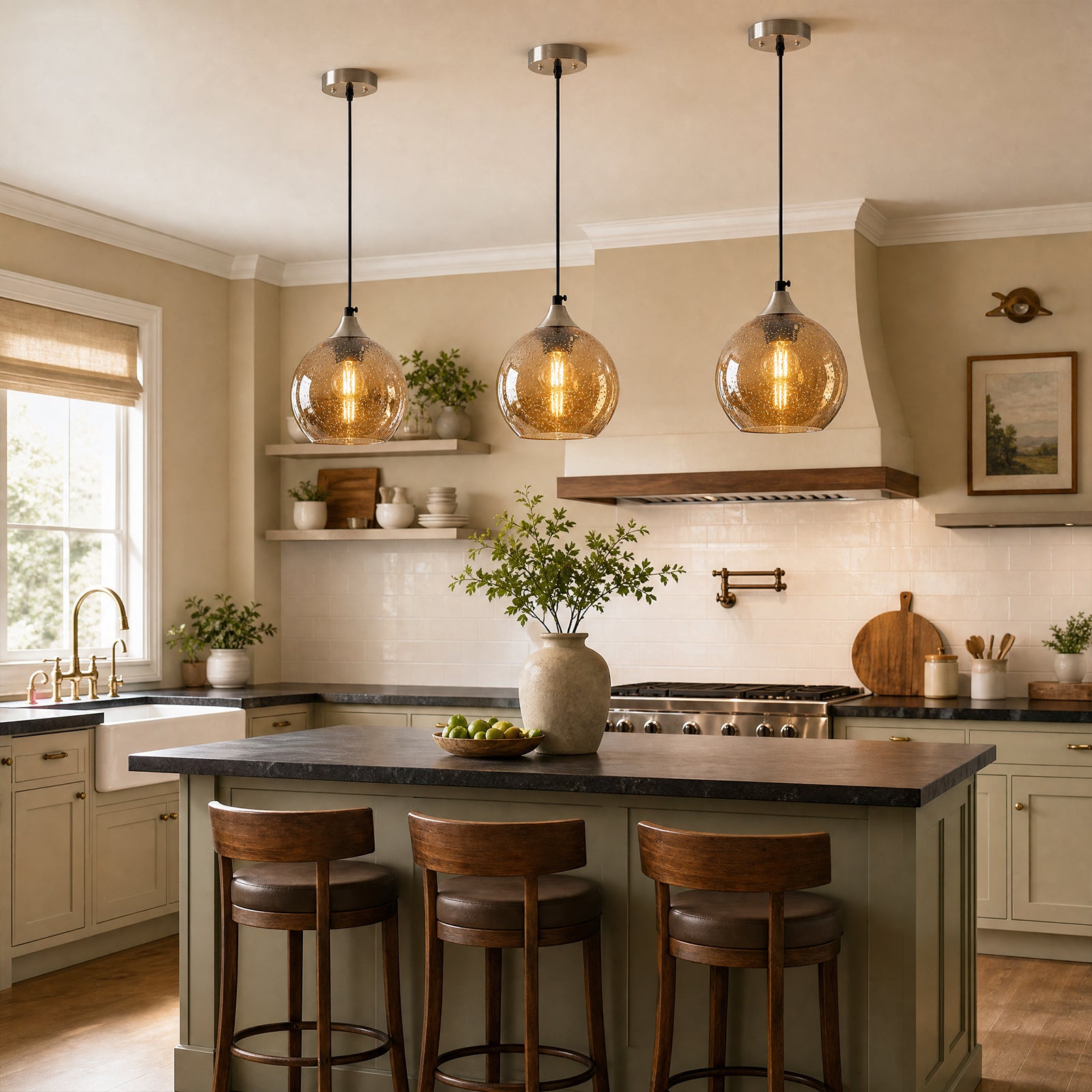 Adjustable Cord Single Hanging Modern Globe Glass Pendant Light