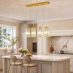 Minimalist Vertical Faceted Crystal Cylinder Pendant Light
