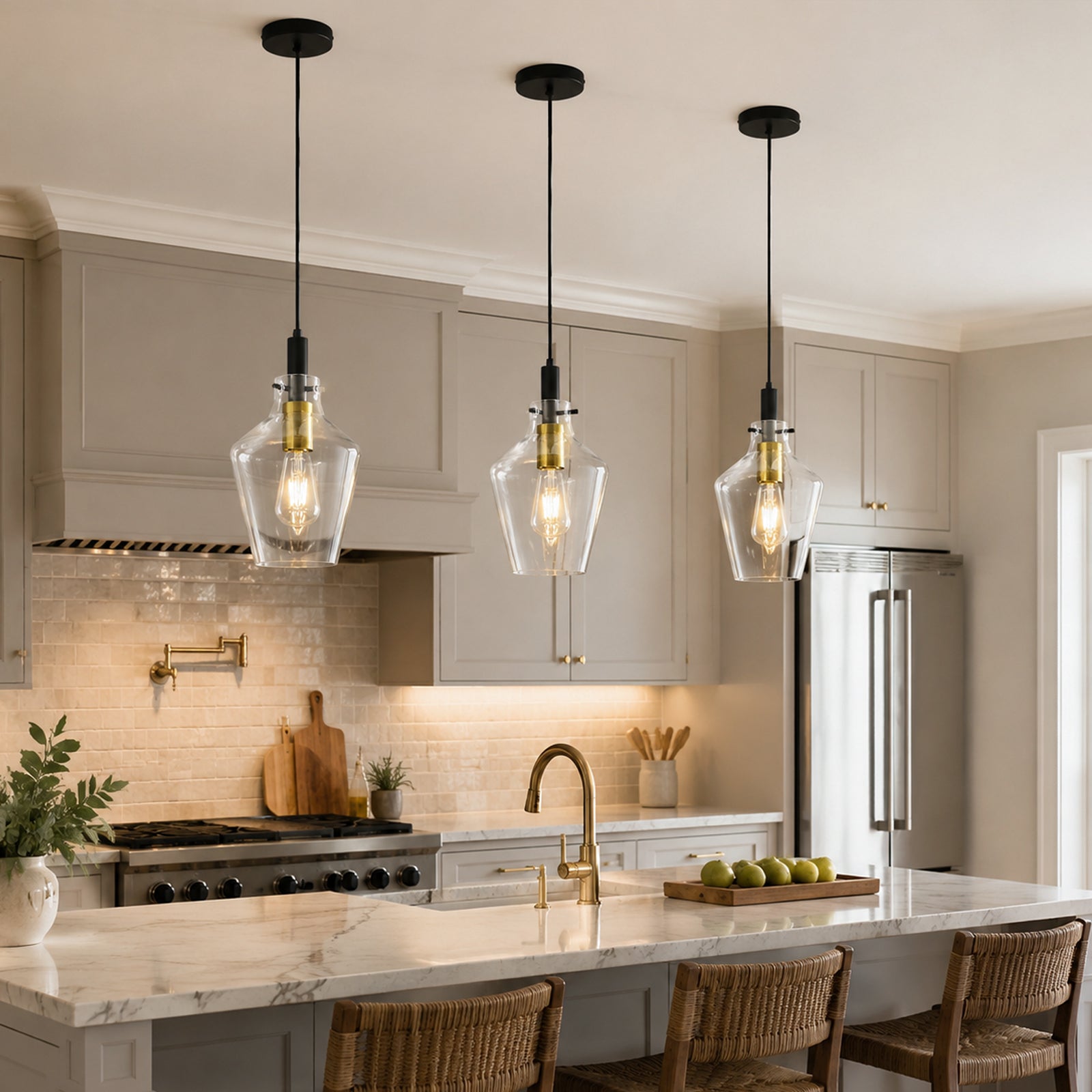 Contemporary Farmhouse Bottle Glass Hanging Pendant Light