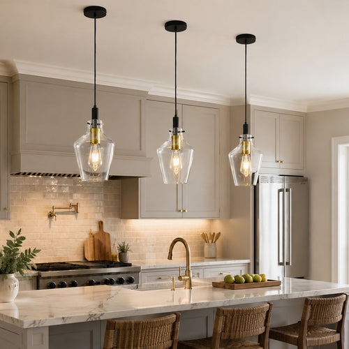 Contemporary Farmhouse Bottle Glass Hanging Pendant Light