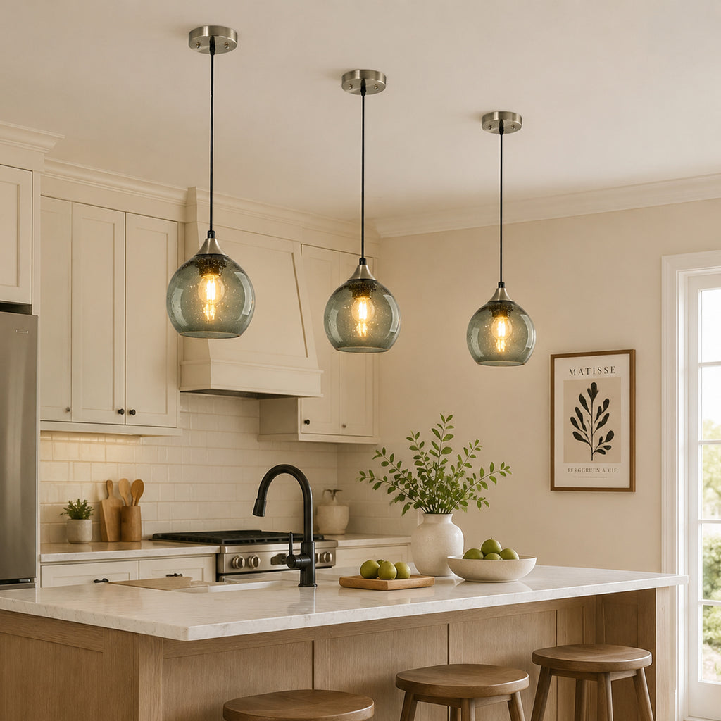 Adjustable Cord Single Hanging Modern Globe Glass Pendant Light