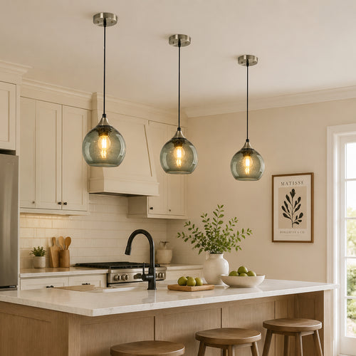Adjustable Cord Single Hanging Modern Globe Glass Pendant Light
